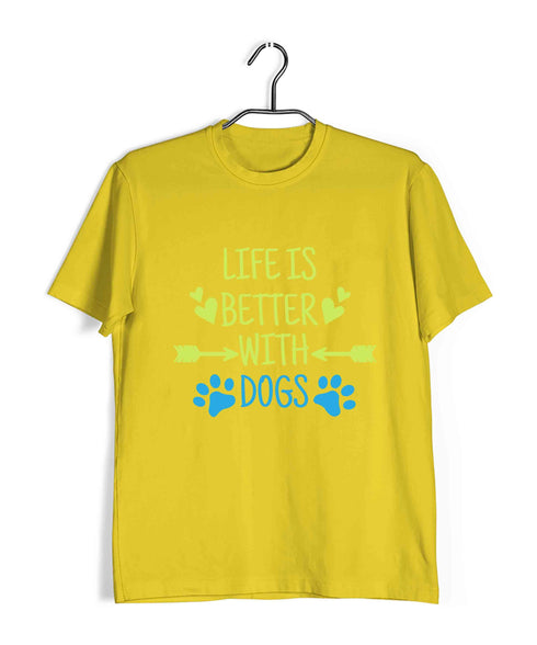 Dogs LIFE IS BETTER WITH DOGS Aaramkhor Specials Casual Graphic Printed T-Shirt for Men